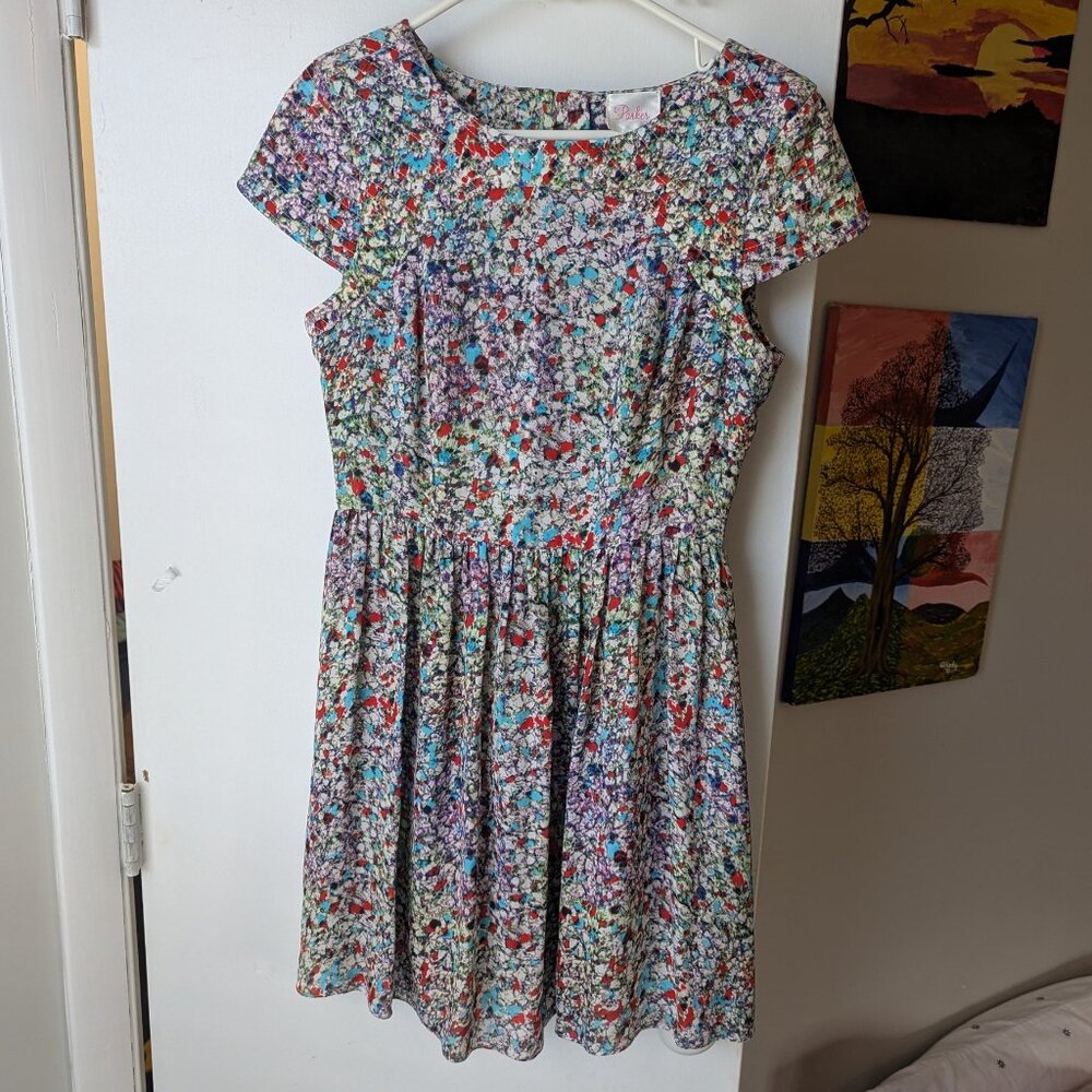 Parker Silk Colorful Peephole Cutout Back Size Small